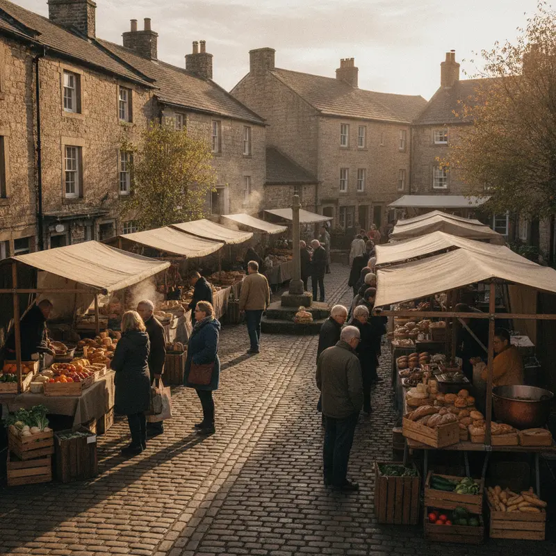 Stone buildings around a North Yorkshire market square
